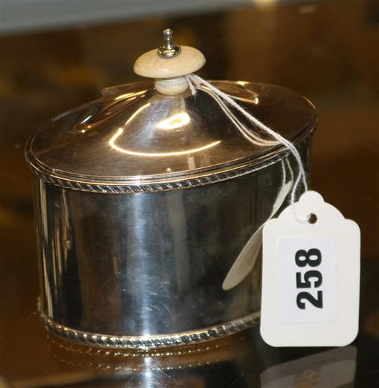 Silver oval tea caddy